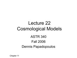 Lecture 22 Cosmological Models
