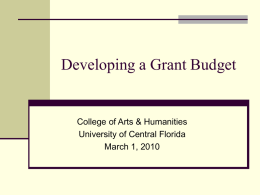 Developing a Winning Grant Budget