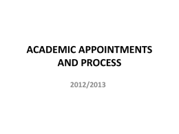 ACADEMIC APPOINTMENTS AND PROCESS