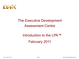Intro to the LPA - EDAC Executive Development Assessment