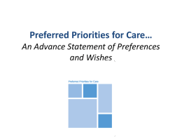 Preferred Priorities for care