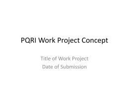 PQRI Work Project Concept