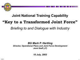 THE JOINT TRAINING SYSTEM - Welcome to T2