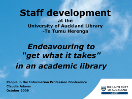 Staff development at the University of Auckland Library