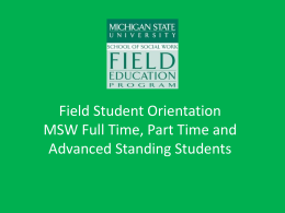 Advanced Standing Student Orientation