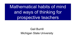 Mathematical habits of mind and ways of thinking for