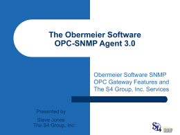 OPC SNMP Enterprise Agent 3.0 PowerPoint Presentation