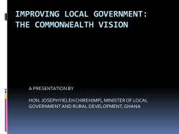 IMPROVING LOCAL GOVERNMENT: THE COMMONWEALTH …