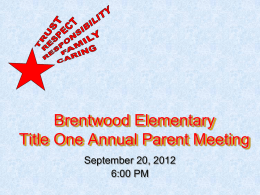 Title One Annual Parent Meeting