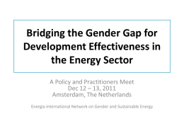 Bridging the Gender Gap for Development Effectiveness in