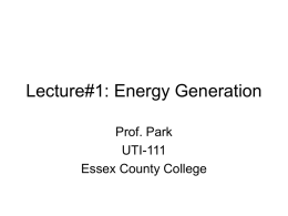 Lecture#1: Energy Generation