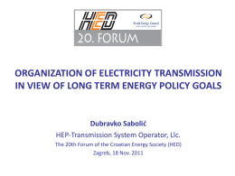 ORGANIZATION OF ELECTRICITY TRANSMISSION IN VIEW OF …