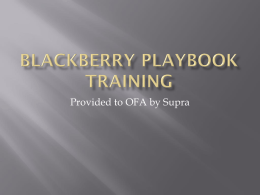 Blackberry Playbook Training
