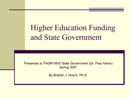 Higher Education Funding and State Government