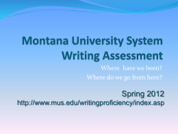 Montana University System Writing Assessment