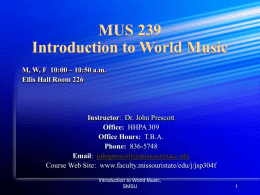 Introduction to World Music MUS 239