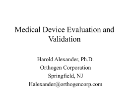 Medical Device Evaluation and Validation