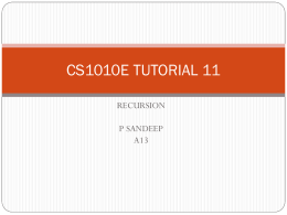 CS1010E TUTORIAL 11