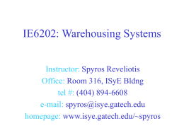 IE6202: Warehousing Systems