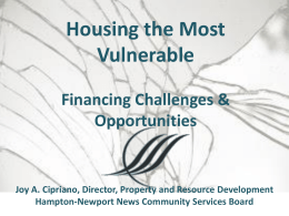 Housing the Most Vulnerable Financing and Funding