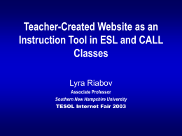 MS FrontPage” Teacher Created Website and Its Use as a