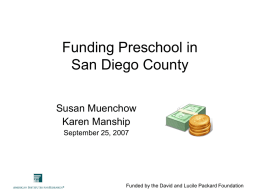 Preliminary Cost Estimates of Providing Preschool in