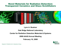 ORNL Research on Radiation Detection Materials for