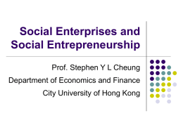 Social Enterprises and Social Entrepreneurship