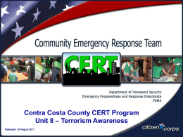 CERT Unit 8 - Lamorinda CERT – A community based
