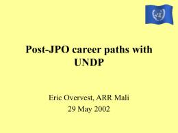 Post-JPO career in UNDP