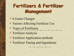 Fertilizers and Fertilizer Management