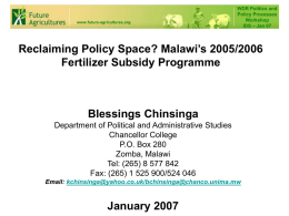 Reclaiming Policy Space? Malawi’s 2005/2006 Fertilizer