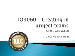 IO3060 – Creating in project teams