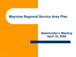 Mayview Regional Service Area Planning Process Allegheny