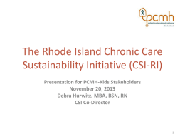 The Rhode Island Chronic Care Sustainability Initiative