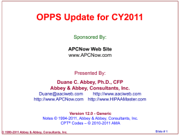 APC/OPPS Update for CY2011
