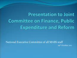 Presentation to Joint Committee on Finance, Public
