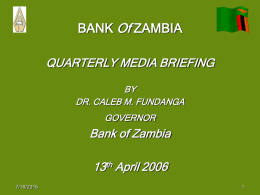 BANK Of ZAMBIA - Bank of Zambia