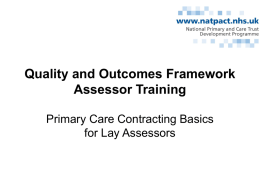 Quality and Outcome Framework Lay Assessor Training