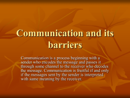 Communication and its barriers