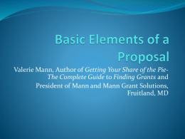 Basic Elements of a Proposal