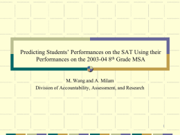 Predicting Student Performance on the SAT using MSA