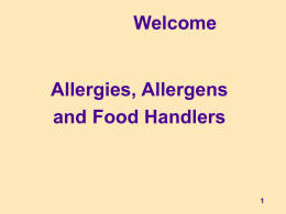 Allergies, Allergens and Food Handlers