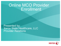 Online MCO Provider Enrollment