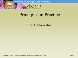 Prior Authorization - Academy of Managed Care Pharmacy