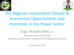 The Nigerian Investment Climate & Basic Investment Entry