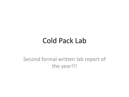 Cold Pack Lab - Berlin High School