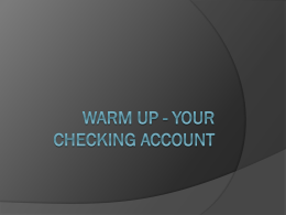 Warm Up - Your Checking Account