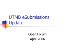 UTMB eSubmissions Update