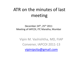 ATR on the minutes of last meeting